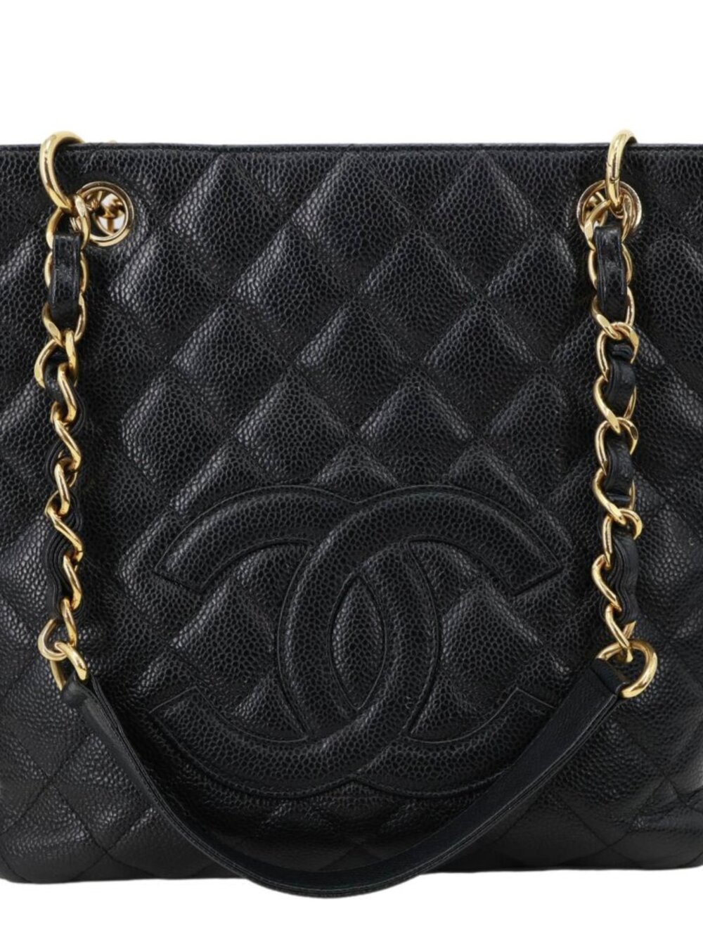 Chanel PST Petite Quilted Caviar Leather Shopping Tote Black